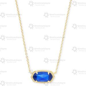 Elisa Gold Pendant Necklace in Cobalt Cat's Eye